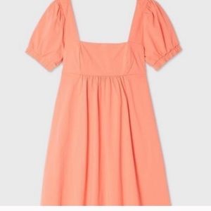 Salmon Color Puff Sleeve Dress(Never Worn)